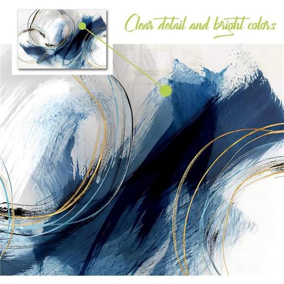 Wall Art Canvas Abstract Art Paintings Blue Fantasy Colorful Graffiti on White - Picture 6 of 6